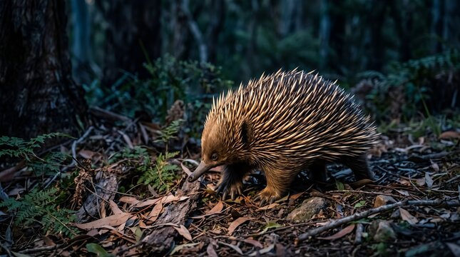 photo echidna with cinematic lighting