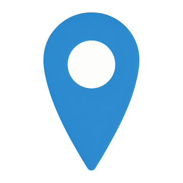 Blue map pin with white circle inside, isolated on transparent background