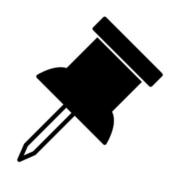 Black push pin icon symbol silhouette vector illustration isolated on white background