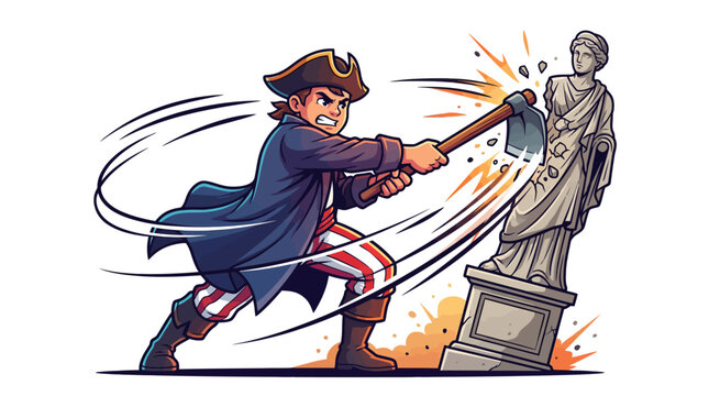 Revolutionary Man Smashes Ancient Statue with Axe