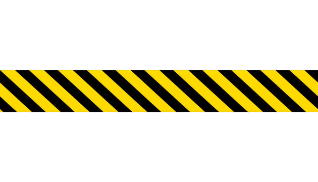 Yellow and black hazard warning tape stripe for industrial safety