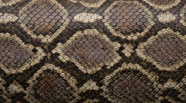 Close up of a snake skin pattern with natural earth tone colors and textures