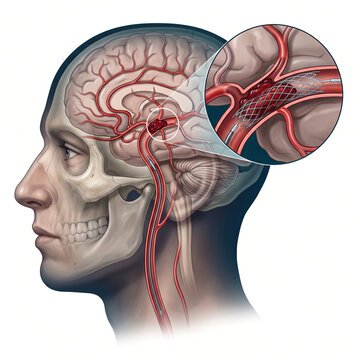 Stroke Thrombectomy Clot Removal Procedure Medical Illustration