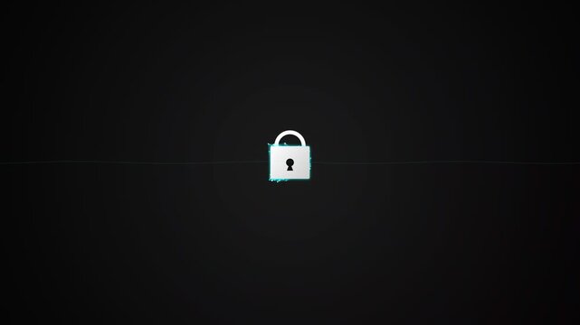 Minimalist Cyber Security Lock Icon with Digital Neural Network Connection