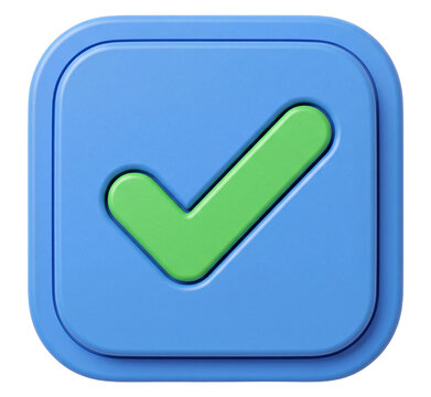 Green check mark button isolated on a transparent background