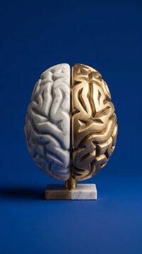 Dual Color Human Brain Split Between White and Golden Hemispheres