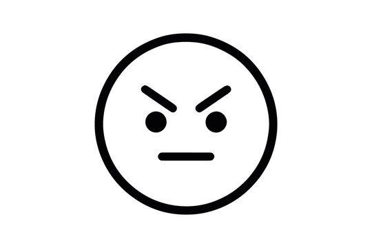 Angry face emoji icon isolated on transparent background, flat vector graphic illustration