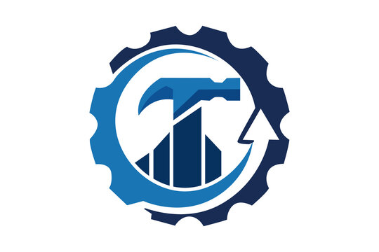 Hammer gear icon logo isolated on transparent background for industrial construction and repair business branding