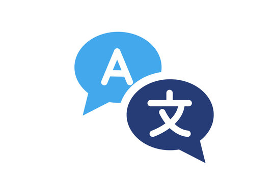 Translation icon with speech bubbles isolated on transparent background for language and communication interface design