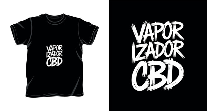 black t shirt with vaporizer cbd graphic design for streetwear apparel.