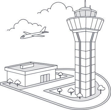 airport control tower silhouette vector illustration	