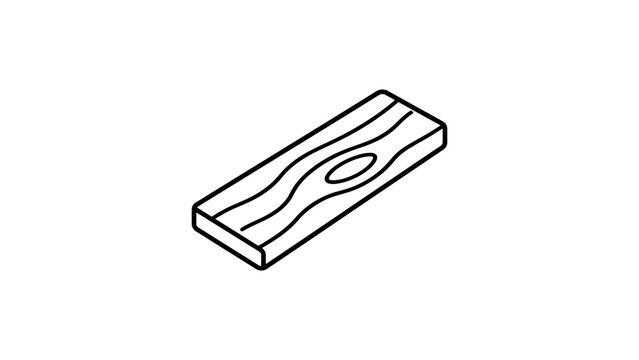 Wooden board plank icon representing natural material for construction.