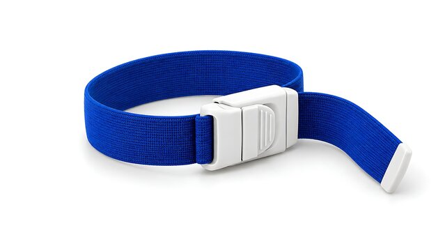 Medical Royal Blue Elastic Buckle Quick-Release Tourniquet Strap on White