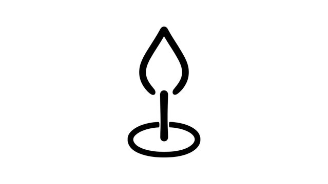 Burning match stick icon simple black outline for fire safety concepts.