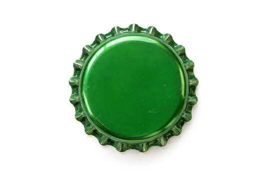 Green metal crown bottle cap viewed from above