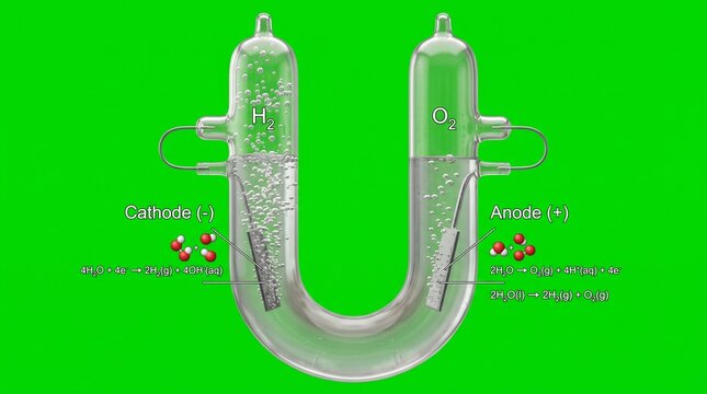 Water electrolysis apparatus showing hydrogen and oxygen gas