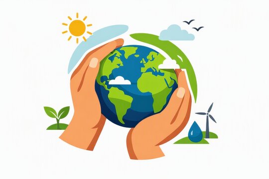 Hands holding the earth globe symbolizing sustainability and environmental protection for eco awareness and green design
