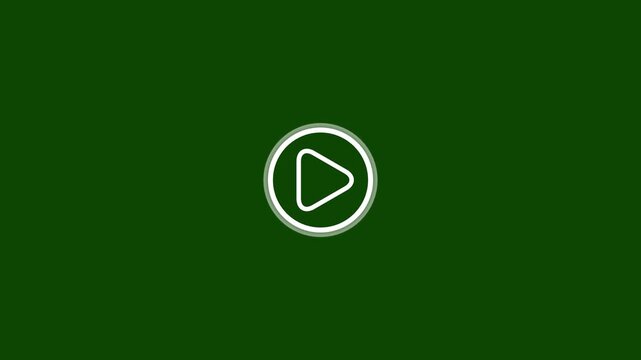 Play and pause icon animation, Animated play and pause button, on a green background, with 4k video animation.