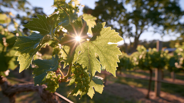 patterns of grapevines on a hillside farm in late afternoon sun representing viticulture winemaking and scenic countryside in tuscany or napa valley