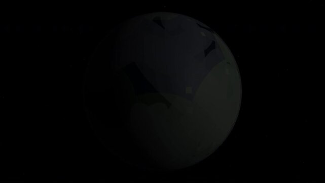 Earth globe rotation day night cycle stars background animation