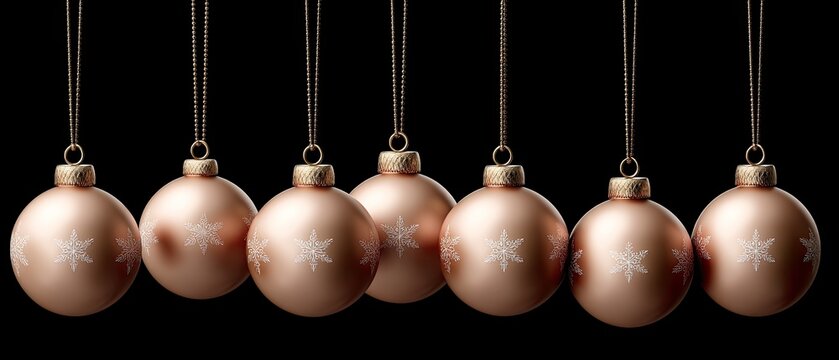 Decorative ornaments in soft colors are elegantly suspended, adding charm and warmth to the holiday season's decor