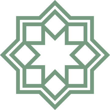 Islamic geometric star pattern in green. Elegant oriental mosaic design element for traditional art. Arabesque vector ornament suitable for cultural backgrounds, tiles, and wallpaper decoration.