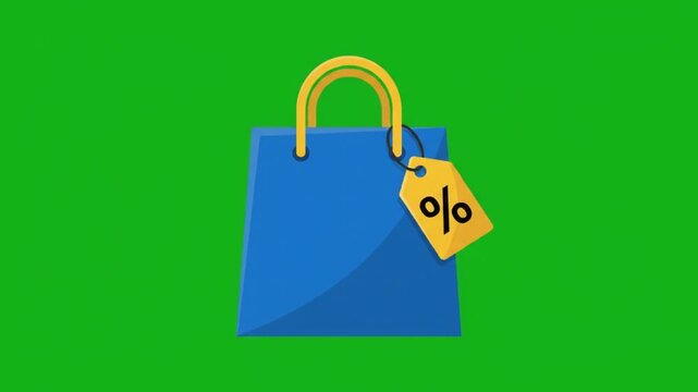 Shopping bag icon swings gently from side to side in a pendulum motion