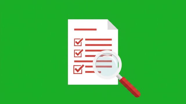 Magnifying glass icon moves in a precise diagonal scanning pattern across the document