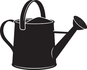 Black of a classic gardening watering can with spout, handle, and rose sprinkler head isolated on a white background, also transparent background © BeCoolOk