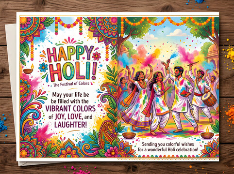 holi festival of colours greeting card