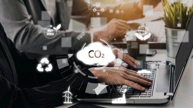 Net zero goals and CO2 reduction strategy driving sustainability, green energy integration, net zero emissions policies, and climate-friendly sustainability solutions for business and society. Muxer