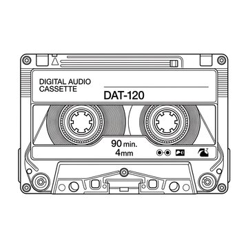Vintage DAT Digital Audio Cassette - Retro & Recording Vector