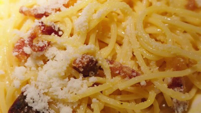 Delicious italian spaghetti carbonara pasta dish
