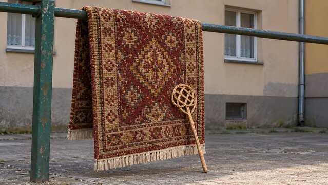 Carpet Beating Day &mdash; Everyday Life in a PRL-Era Polish Courtyard
