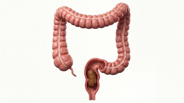 Fecal Impaction in the Rectum Shown with Colorectal Anatomy