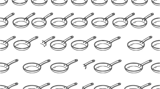 Seamless Pattern of Hand-Drawn Frying Pans