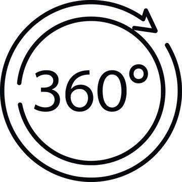 360 Degree Rotation Arrow Icon Set, Circular Rotate and 360 View Vector Symbols, 360 degree rotation arrow vector icon symbol for panoramic view and virtual tour with arrow circle spin graphic degrees