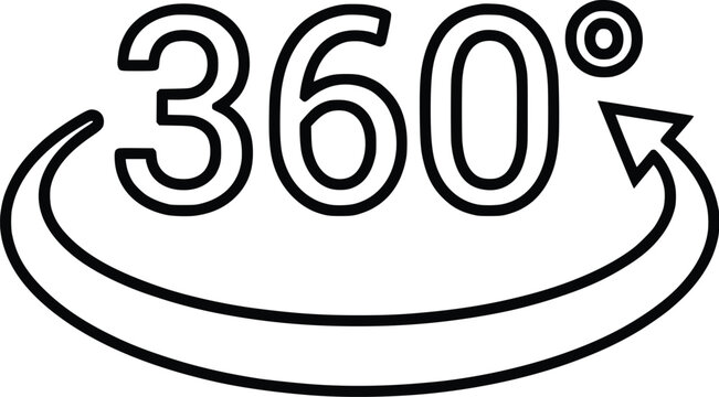 360 Degree Rotation Arrow Icon Set, Circular Rotate and 360 View Vector Symbols, 360 degree rotation arrow vector icon symbol for panoramic view and virtual tour with arrow circle spin graphic degrees