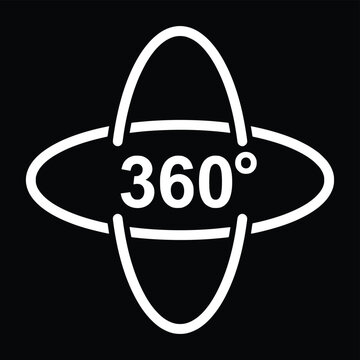 360 Degree Rotation Arrow Icon Set, Circular Rotate and 360 View Vector Symbols, 360 degree rotation arrow vector icon symbol for panoramic view and virtual tour with arrow circle spin graphic degrees