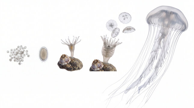Jellyfish life cycle stages.