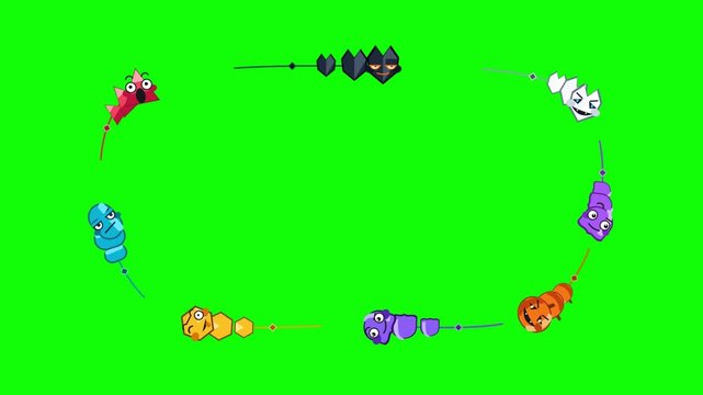 Animated Halloween Creatures Rotating in a Circular Formation