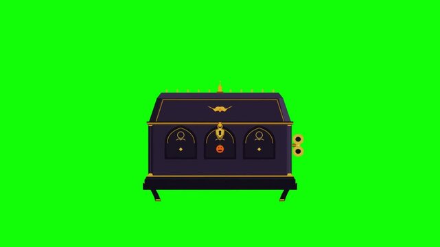 Spooky Mechanical Halloween Box Animation on Green Screen