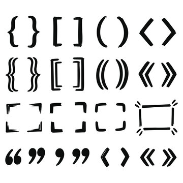 Hand Drawn Brackets Braces and Corner Marks Vector Set