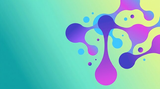 Abstract Gradient Background with Colorful Organic Blob Shapes and Empty Copy Space