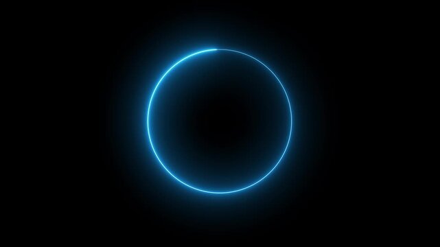Circle frame made of moving neon lights. A popular abstract background overlay, seamless vaporwave animation.