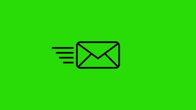 Mail email message sending envelope icon animation on a transparent background.
