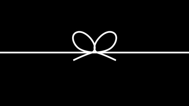 Abstract neon cyan light line drawing a ribbon and bow tie against a black background, perfect for holiday greetings, birthday surprises