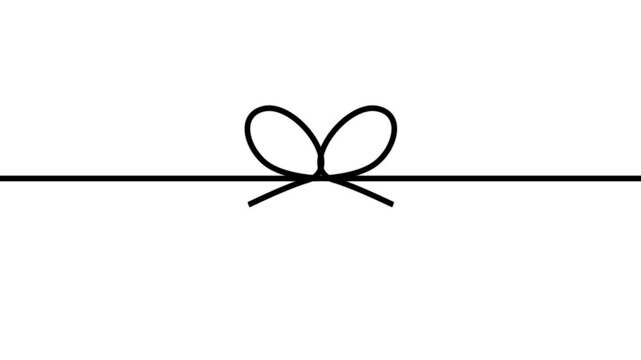 Abstract neon cyan light line drawing a ribbon and bow tie against a white background, perfect for holiday greetings, birthday surprises.
