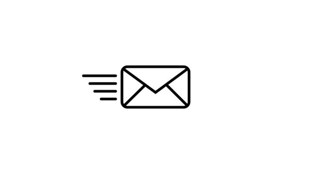Mail email message sending envelope icon animation on a transparent background.