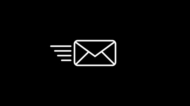Mail email message sending envelope icon animation on a transparent background.